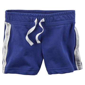 Carter'S Baby Girls' Sparkle Side Stripe French Terry Shorts Blue 24M
