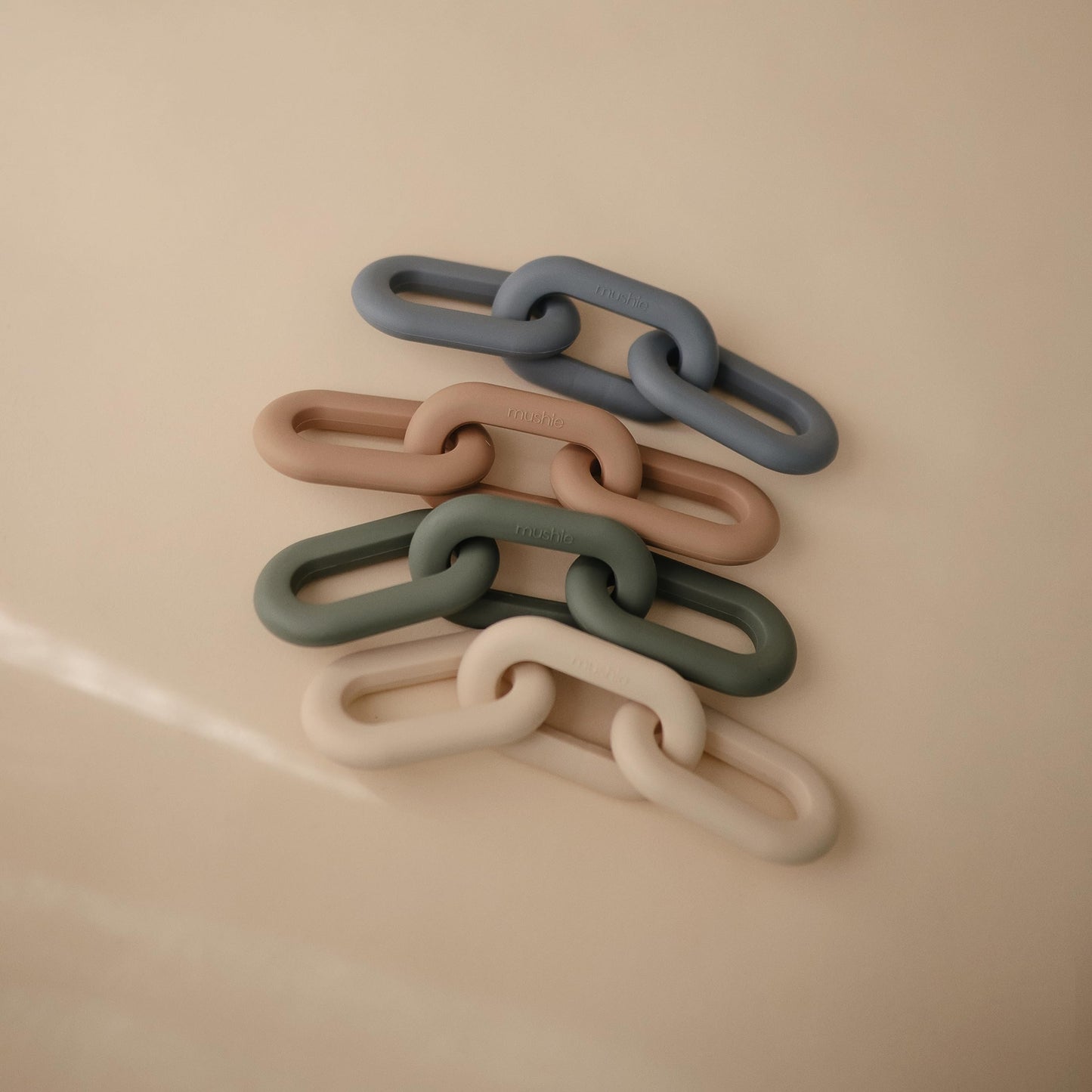 mushie Silicone Baby Links Teether Toy (Natural)