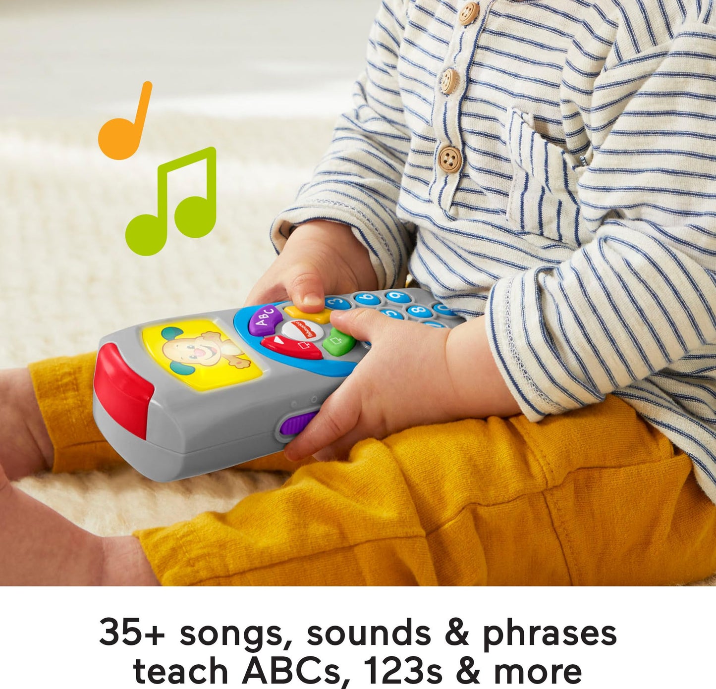 Fisher-Price Baby Learning Toy Laugh & Learn Puppys Remote Pretend TV Control with Music & Lights for Developmental Play Infants