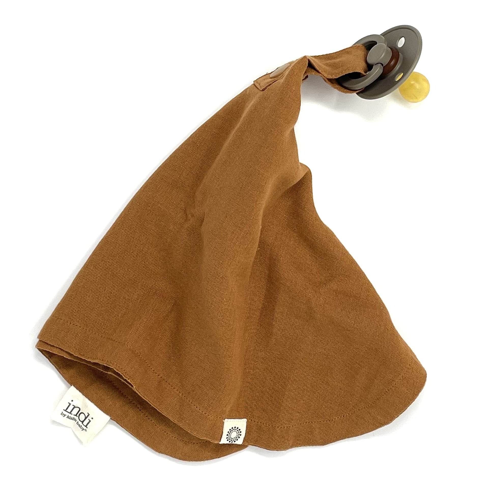 Kishu Baby Indi Organic Paci Blanket - Fairtrade & Gots Certified 100% Organic Cotton Muslin Mini Baby Blanket With Snap To Secu