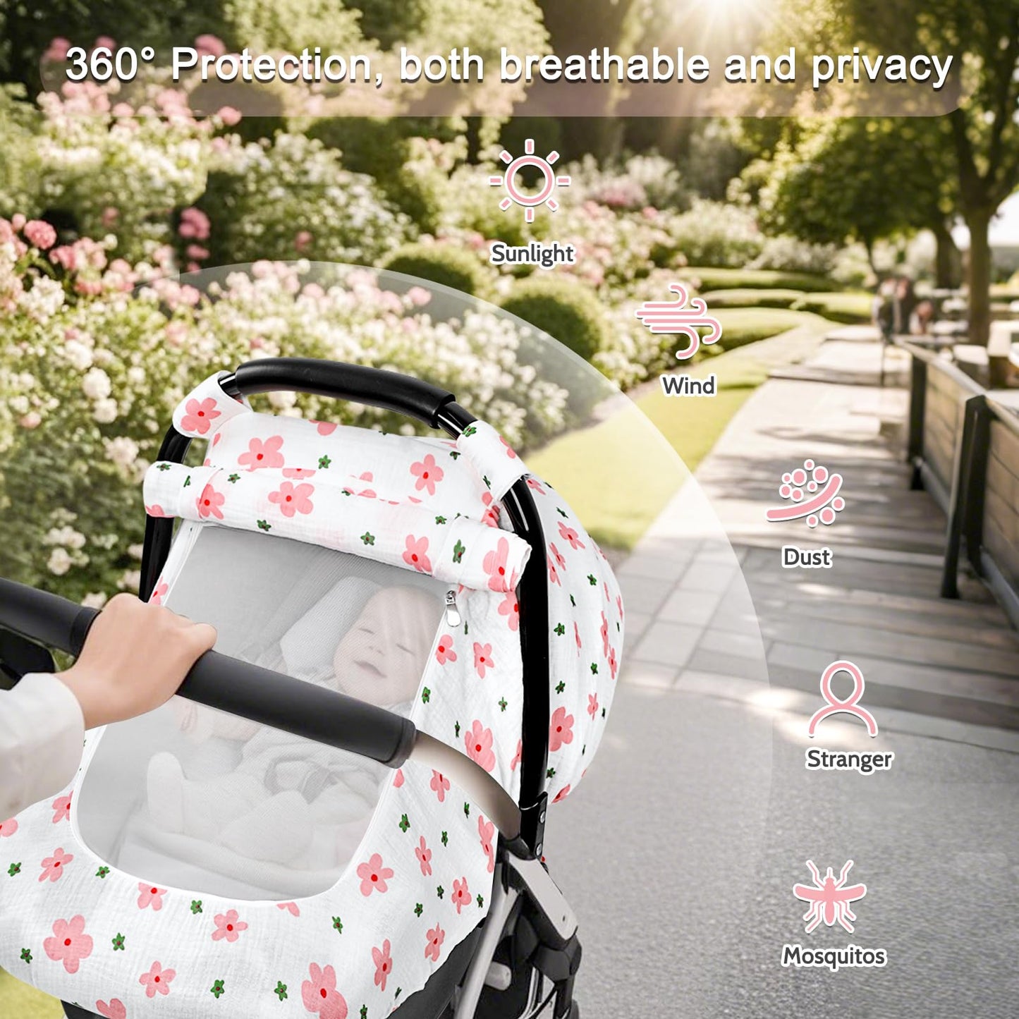 Hooyax Muslin Car Seat Cover Baby - Breathable And Privacy Car Seat Canopy With 3 Modes - Easy Install & Gift Box Packaging, Uni