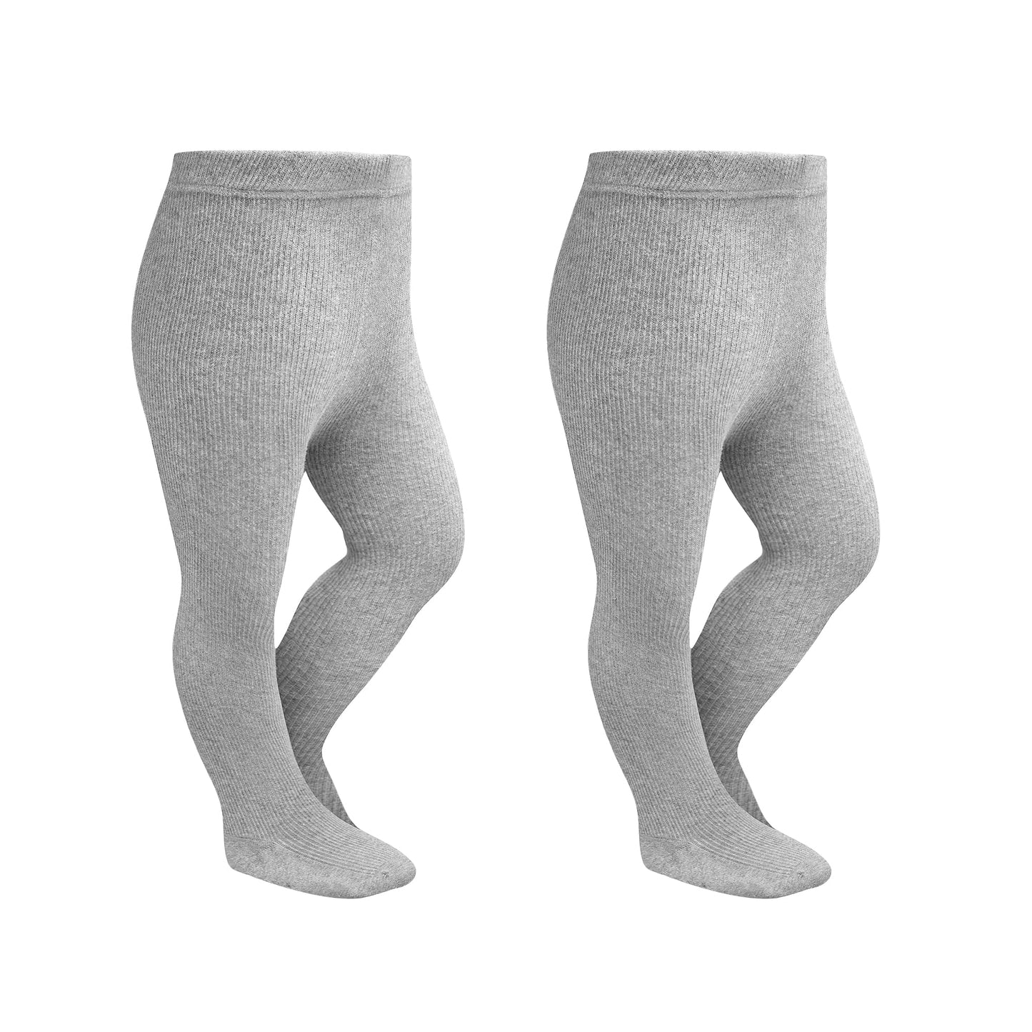 Stelle Toddler Girls Tights Baby Seamless Knit Thick Cotton Leggings Pantyhose(Infants/Kids/Childern)(2-Pair Grey,S)