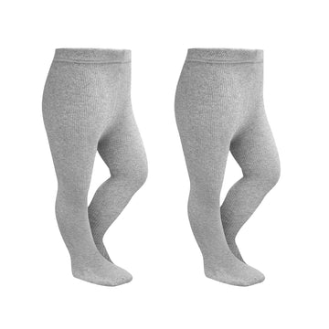 Stelle Toddler Girls Tights Baby Seamless Knit Thick Cotton Leggings Pantyhose(Infants/Kids/Childern)(2-Pair Grey,S)