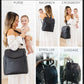 Mia + Sophia Leather Diaper Bag Backpack With Usb Charging Port, Changing Pad, Stroller Straps, And Bottle Holder (Black Olivia)
