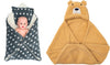 CTMKIDS Baby Wrap with Cushion Cap for Kids 74x84 cm  Grey & Baby Hooded Cum Wrap Blanket for Kids 92x66 cm  Camel