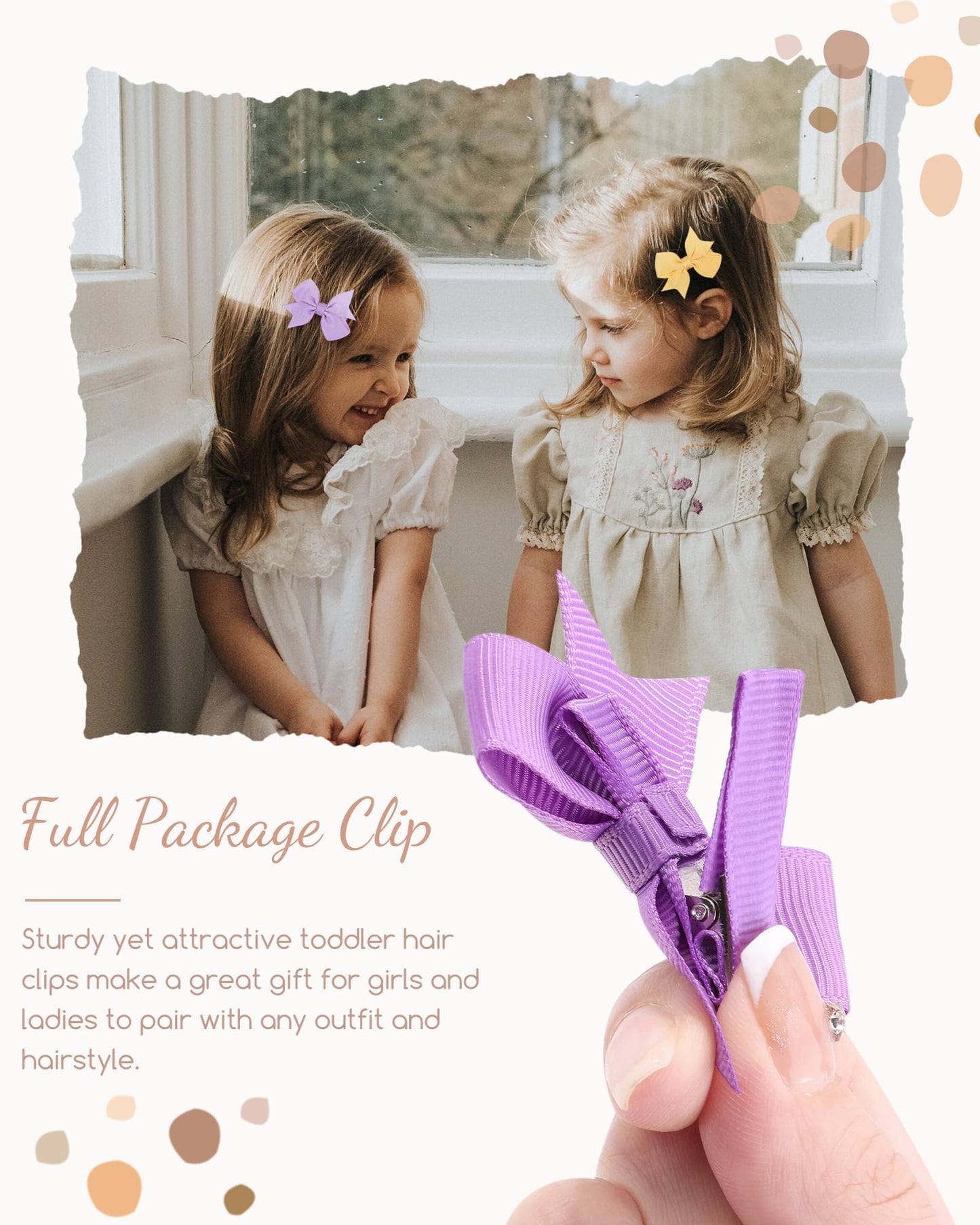 Doboi Hair Clips 100Pcs 2' Infant Grosgrain Boutique Ribbon Mini Bows For Girls Teens Infants Kids Toddlers Newborn - 50 Pairs