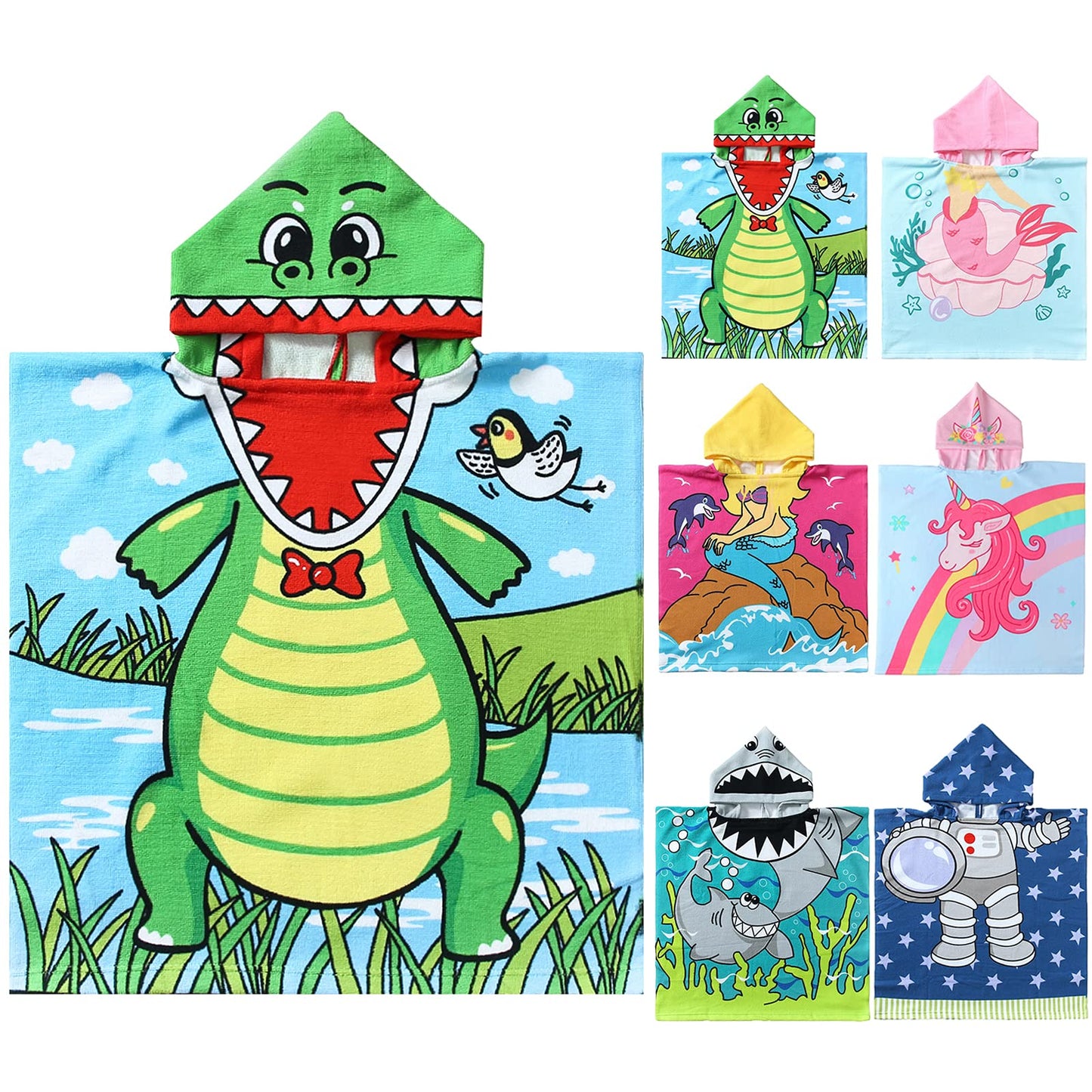 Novforth Kids Beach Towel For Boys Girls, Alligator Hooded Bath Towel Wrap, Toddler Pool Towel With Hood