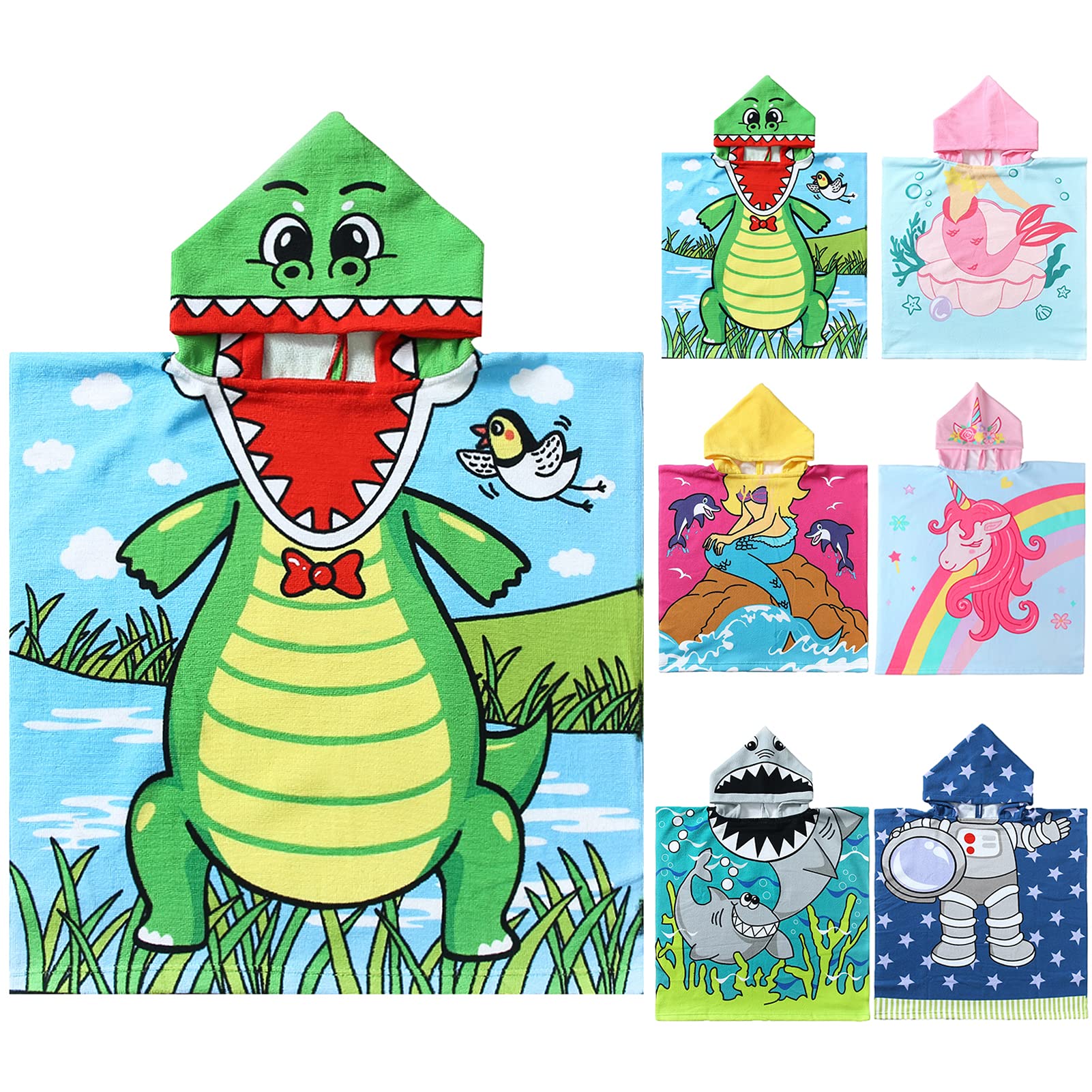 Novforth Kids Beach Towel For Boys Girls, Alligator Hooded Bath Towel Wrap, Toddler Pool Towel With Hood