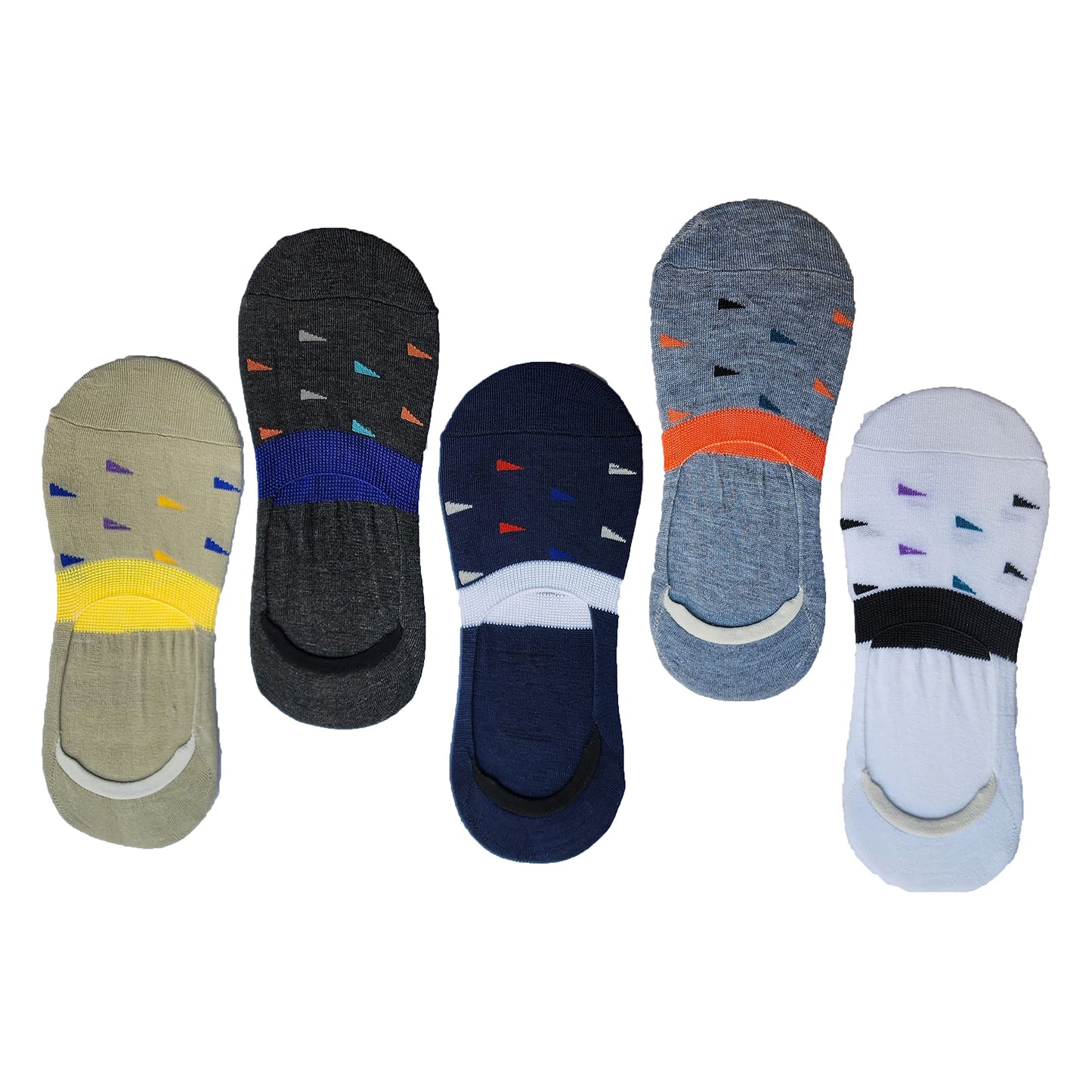 Queery Men Cotton No Show Invisible Loafer Socks Pack Of 5 D4