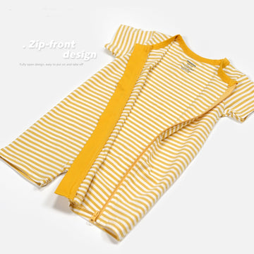 Teach Leanbh Baby Boys Or Girls 2 Pack Pajamas Cotton Short Sleeve Zipper Romper Jumpsuits Sleep And Play 3-24 Months (Blue, 6-1