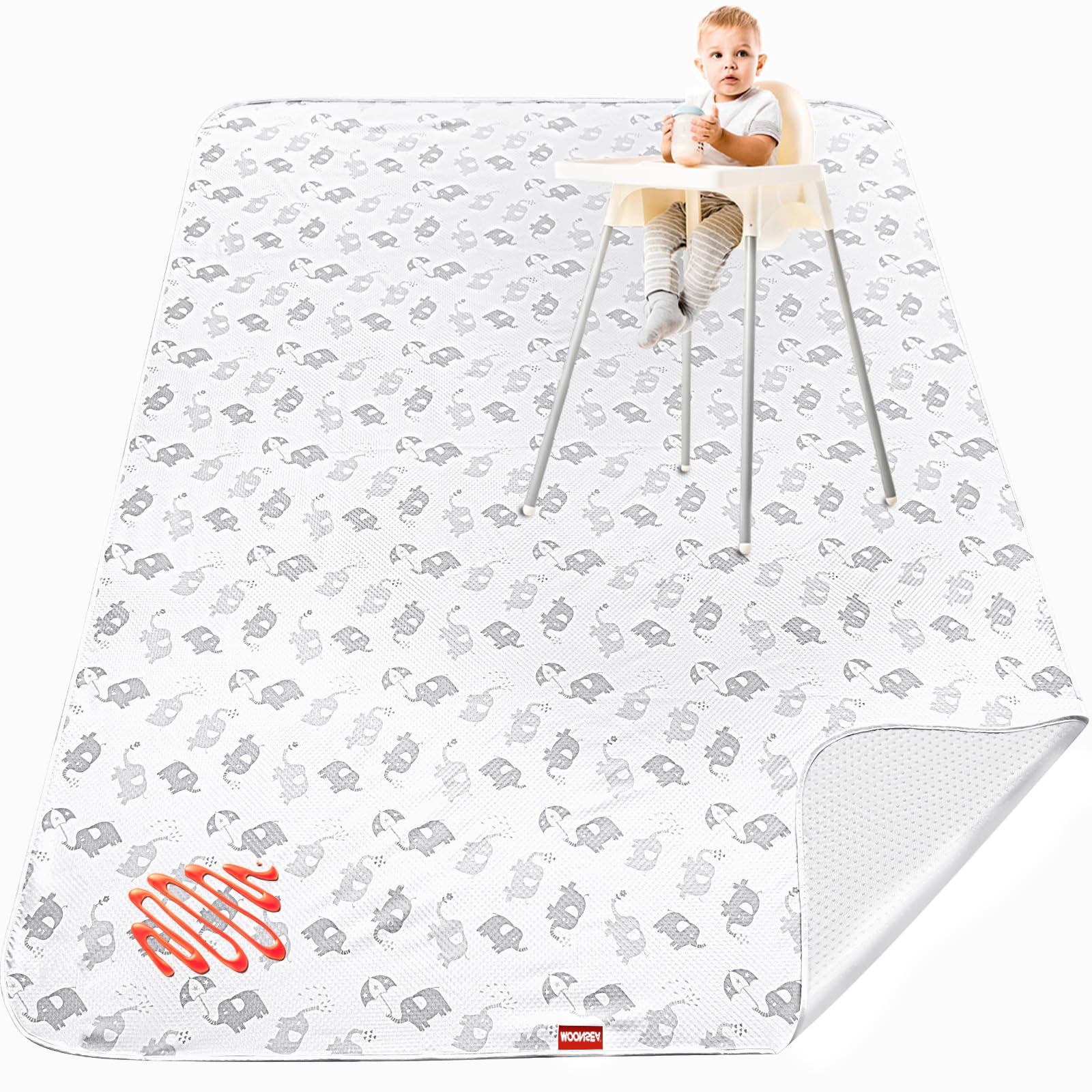 Large Splat Mat For Under High Chair/Arts/Crafts/Playtime, Moonsea High Chair Mat For Floor Non Slip Waterproof Washable Portabl