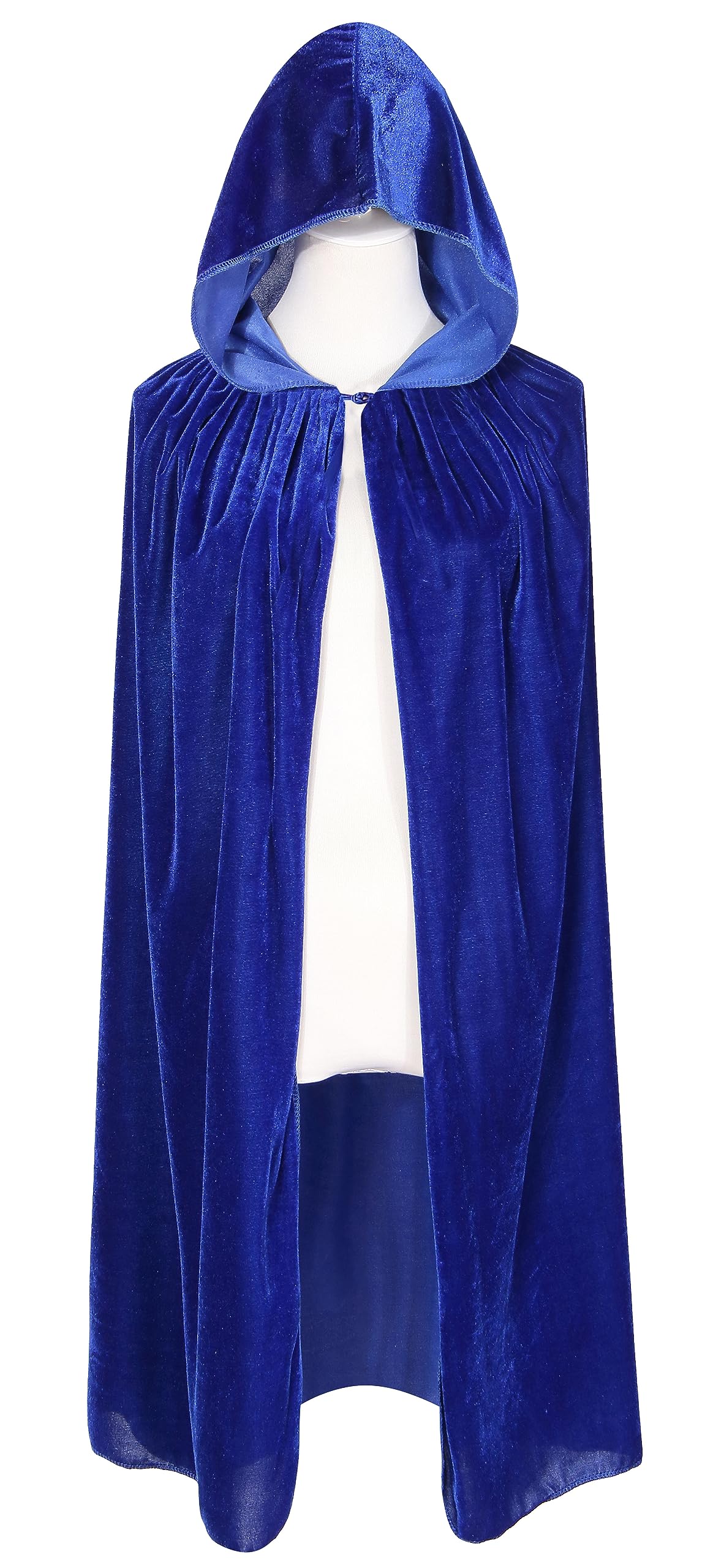 Bigxian Kids Hooded Velvet Cloak Halloween Christmas Cosplay Fancy Cape Blue