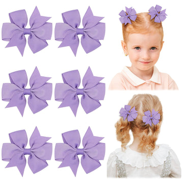 Choicbaby 3 Inches Hair Bows For Girls Purple Grosgrain Ribbon Pinwheel Hair Bows Clips Toddler Bows Hair Clips For Birthday Bab