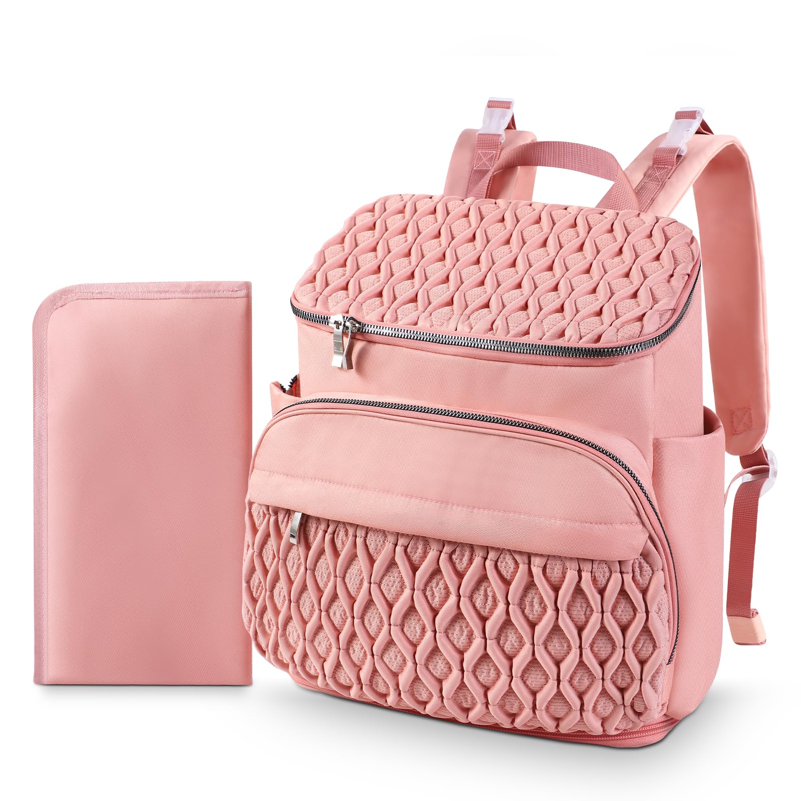 NatuFuse Diaper Bag Backpack, Large Baby Bag for Girl Boy, Travel Diaper Backpack with Insulated Pocket, Cute Diaper Bag Strolle