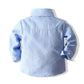 Kimocat Baby Boy Clothes Gentleman Clothing Suit For Newborn Baby Bow Tie Shirt + Suspender Trousers (Blue 1, 2-3T)