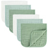 Migiol Baby Burp Cloth 100% Cotton Newborn Cotton Muslin Burp Cloth 10X20 Inches (White & Green 6 Pieces)