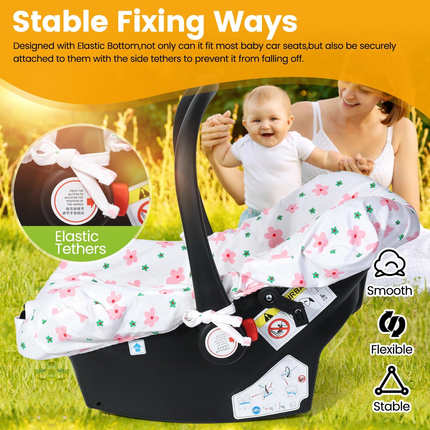 Orzbow Infant Car Seat Cover Liner, Universal Fit Carseat Protective Cover, Made Of 100% Cotton - Breathable Prevent Wear & Dirt