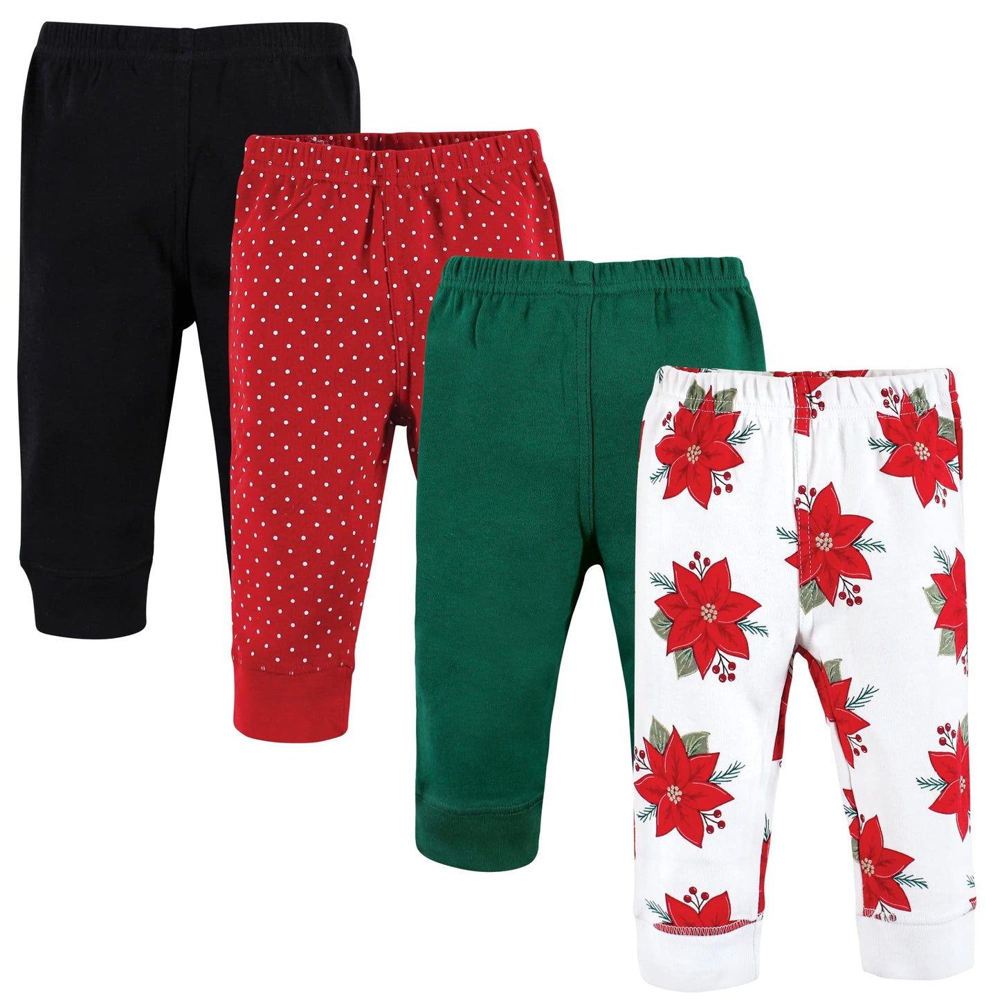 Hudson Baby Unisex Baby Cotton Pants And Leggings, Poinsettia, 2 Toddler