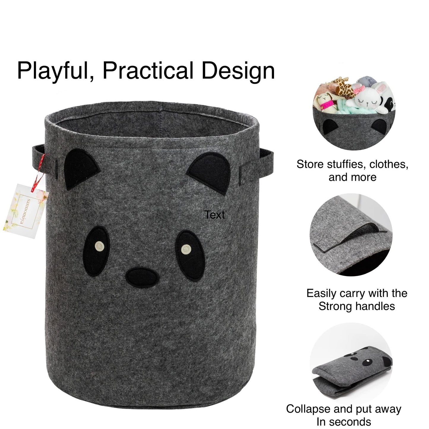 Kids Collapsible Laundry & Toy Basket - Felt Baby Hamper With Strong Handles & Cute Design - Kids & Baby Laundry Basket For Boys