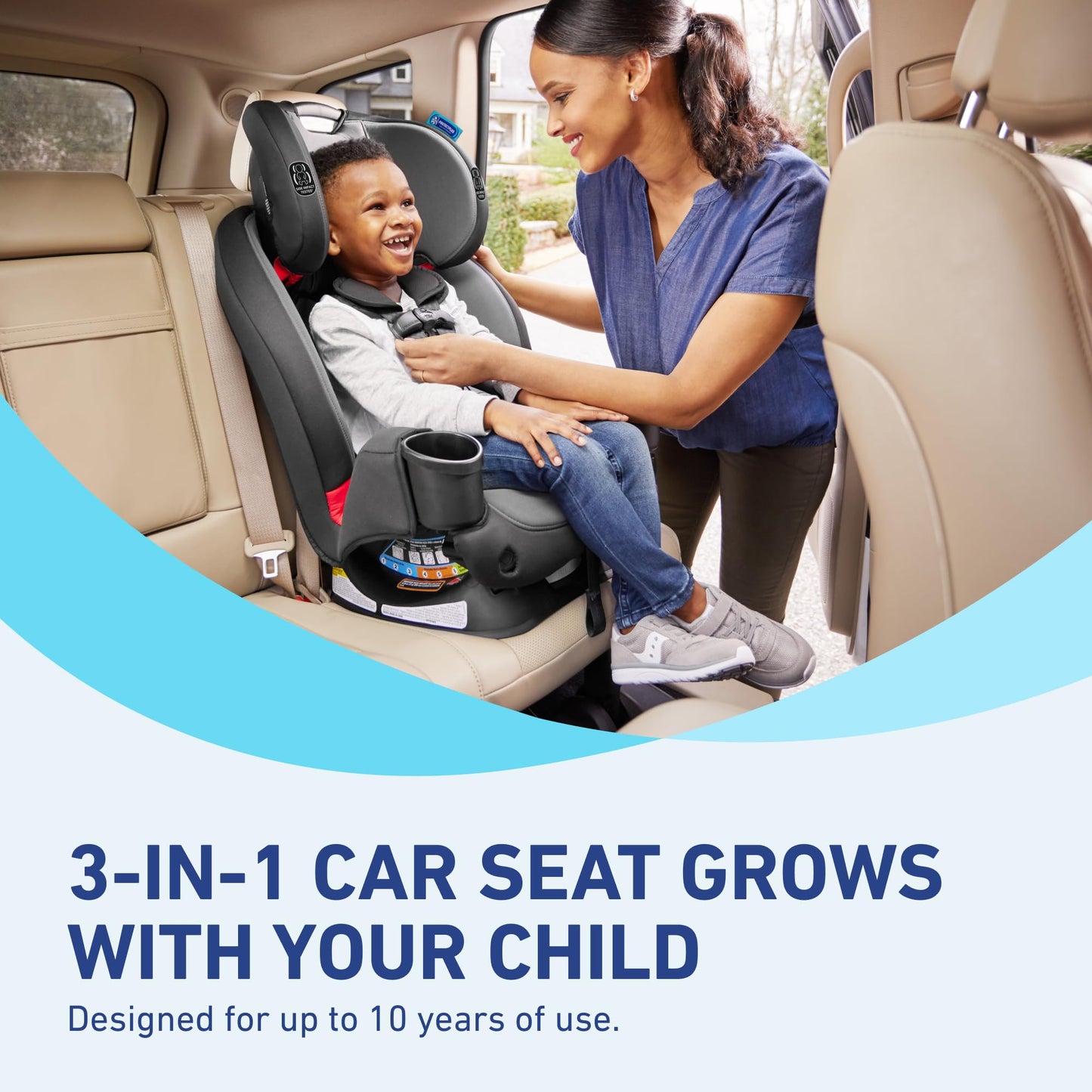 Graco Triride 3-In-1 Convertible Car Seat - Highback Booster, Forward & Rear Facing Modes, Suitable From Newborn To Preschooler,