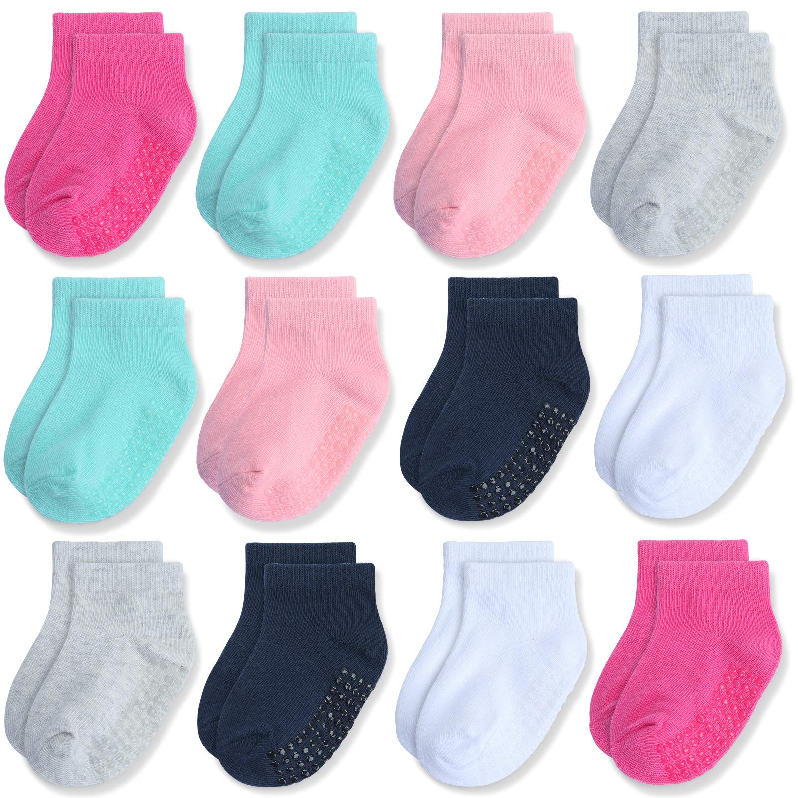 Jakidar 12 Pair Baby Toddler Socks Non-Slip Grip Cotton Ankle Socks Fo – Cutebab WBBAPB08C4WKZ4G