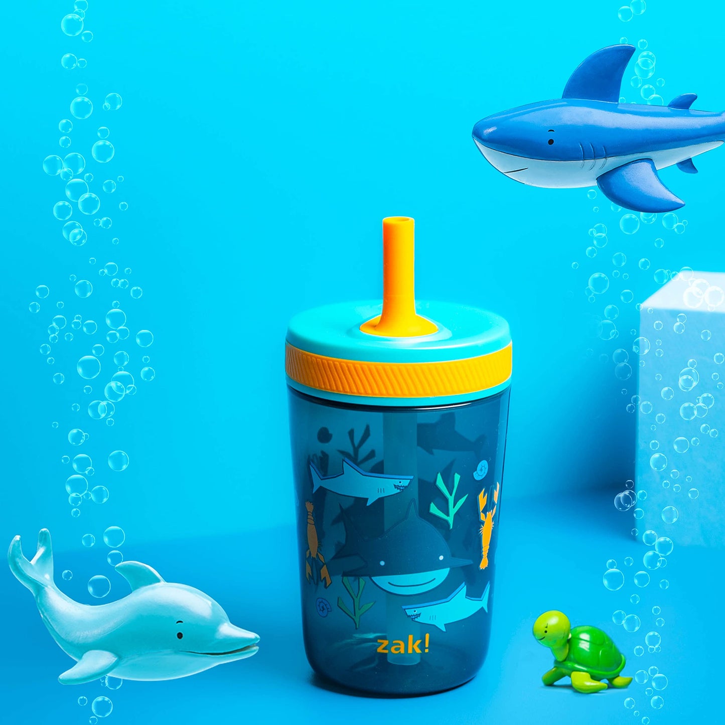 Zak Designs Kelso 15 Oz Tumbler Set, (Underwater) Non-Bpa Leak-Proof Screw-On Lid With Straw Made Of Durable Plastic And Silicon