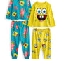 SpongeBob SquarePants Kids Pajama Set Pack of 2 | Childrens Yellow & Blue Character Graphic Long Sleeve Top & Long Leg PJ, Multi