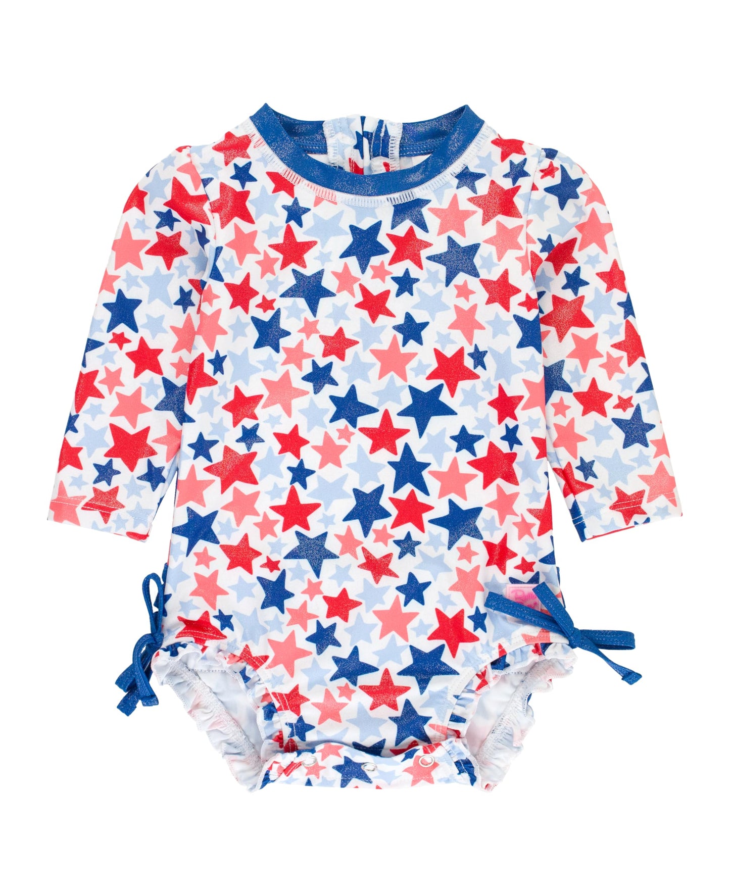 Rufflebutts Baby Girls Upf 50+ Sun Protection Novelty Print Long Sleeve One Piece Rash Guard Swimsuit With Zipper - Lavender Sun