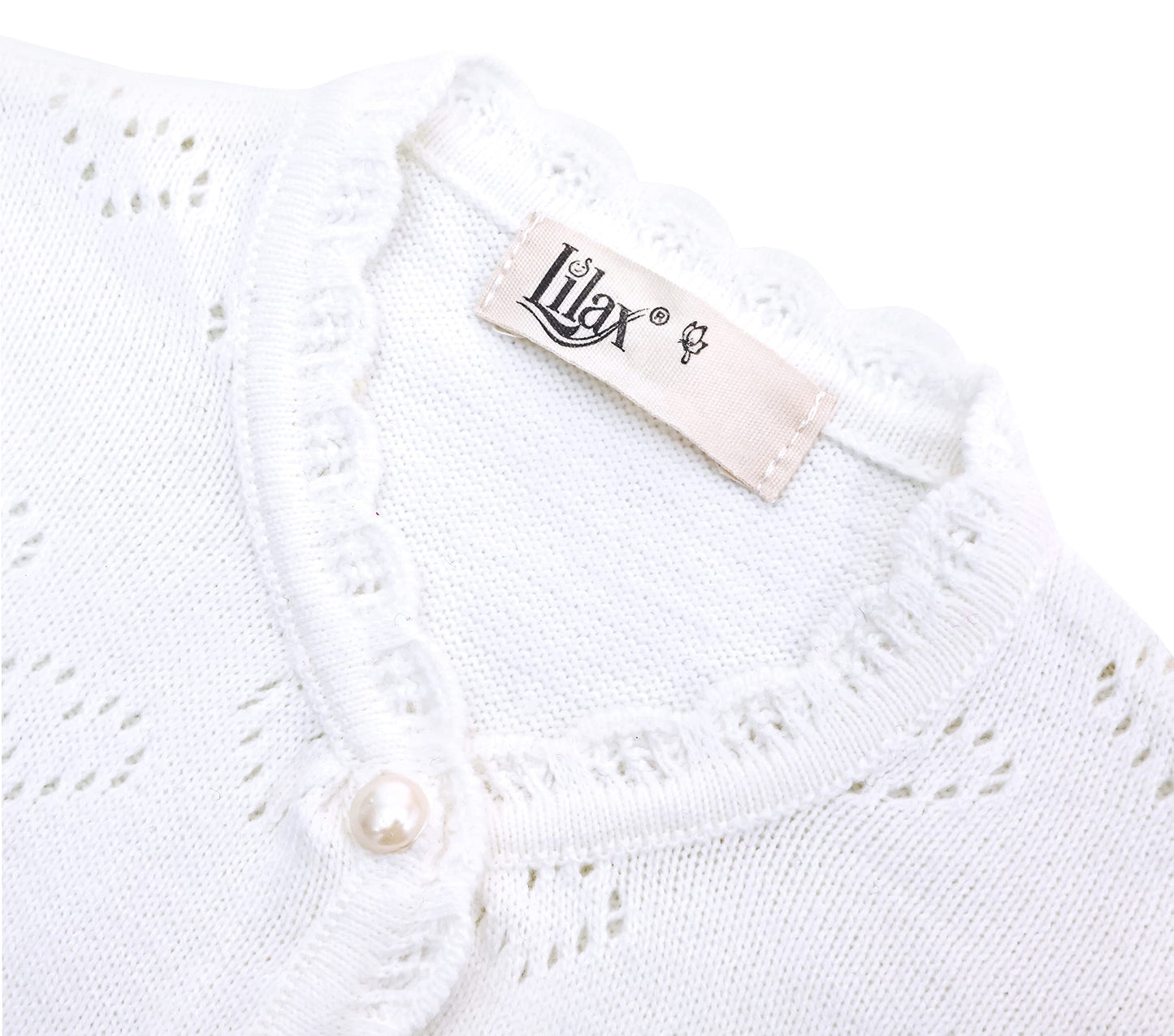 Lilax Baby Girls' Little Hearts Knit Cardigan Sweater (12 Months, White)