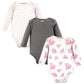 Hudson Baby Unisex Baby Cotton Long-Sleeve Bodysuits, Basic Pink Floral, 6-9 Months