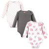 Hudson Baby Unisex Baby Cotton Long-Sleeve Bodysuits, Basic Pink Floral, 6-9 Months