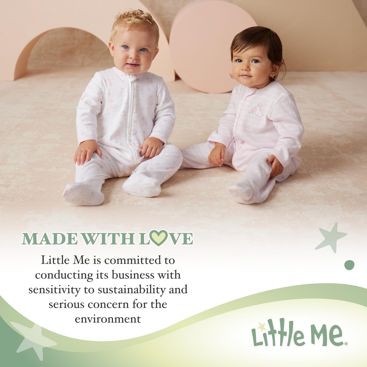 Little Me Baby Girls Side Snap Footie, Pink Print, 6 Months Us
