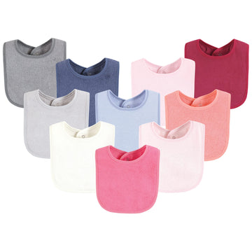 Hudson Baby Unisex Baby Drooler Bib With Waterproof Lining, Pink Blue, Set Of 10, One Size