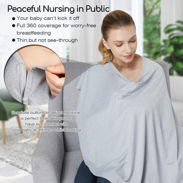 Nursing Cover & Baby Nursing Poncho,Multi Use Breastfeeding Cover For Carseat Canopy, High Seat Cover, Stroller Cover, Shopping