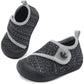 FEETCITY Wide Baby Walking Shoes Barefoot Infant Shoes Baby Sneakers Newborn Crib Shoe Flexible Lightweight Black Grey