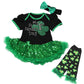 Petitebella Rhinestone My 1St St Patrick Day Baby Dress Leg Warmer Nb-18M (Black/Green Sequins, 3-6 Months)