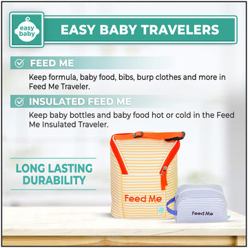 Easy Baby - Diaper, Bottle, And Supplies - Organizer Pouches And Changing Pad - Change, Feed, Dress, And Clean Me (8 Pack Seersu