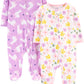 Simple Joys By Carter'S Baby Girls' Fleece Footed Sleep And Play, Pack Of 2, Purple Llama/White Floral, Newborn