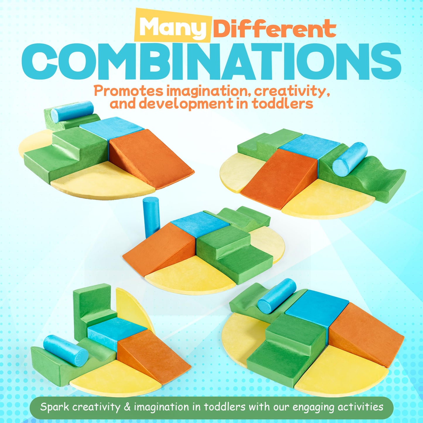 Foam Climbing Blocks For Toddlers - Soft Play Climbing For Toddlers - 7 Piece Toddler Climbing Blocks For Active Play, Motor Ski