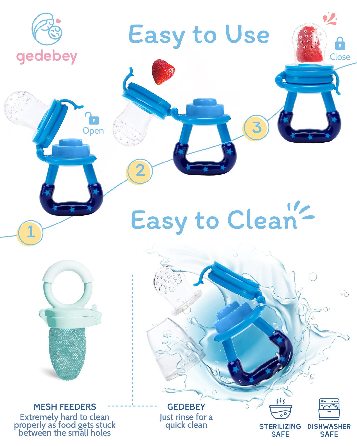 Baby Food Feeder/Fruit Feeder Pacifier Nibbler (2 Pack) - Infant Teething Toys | Silicone Feeder Baby | Mesh Teethers For Babies