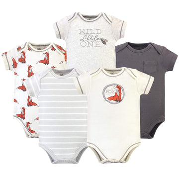 Touched By Nature Unisex Baby Organic Cotton Bodysuits, Boho Fox, 9-12 Months