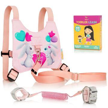Happyvk Toddler Leash Harness - Baby Anti Lost Wrist Link With Key Lock - Kid Pink Leash- Child Safety Harness Ages 1-4 - Cute L