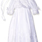 Swea Pea & Lilli Long White Embroidered Organza Baby Girl Christening Baptism Special Occasion Newborn Dress Gown With Matching