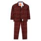 Cherry Crumble Kids Unisex Evening Collared Cotton Blended Full Sleeves Maroon Checkered Sleepwear Pyjama Set Summer Nightsuit
