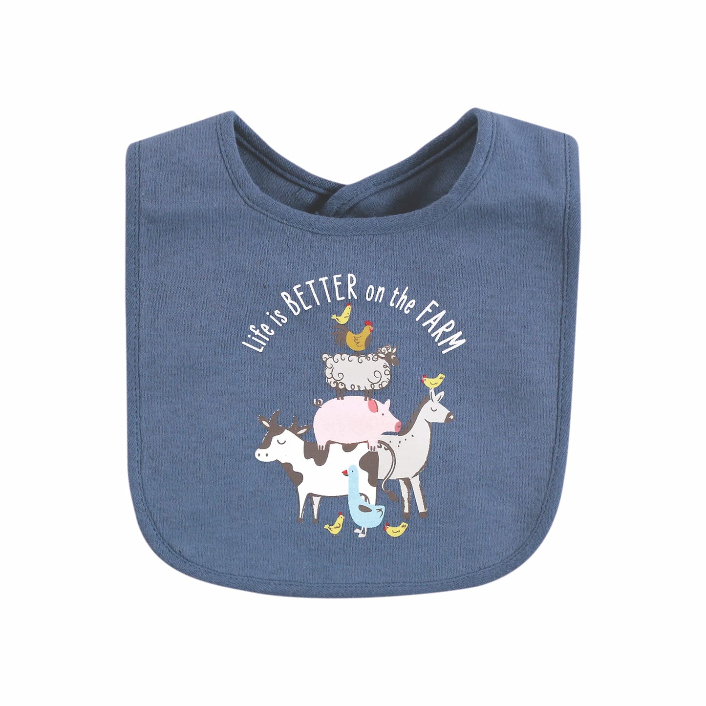 Hudson Baby Unisex Baby Cotton Bibs, Boy Farm Animals, One Size