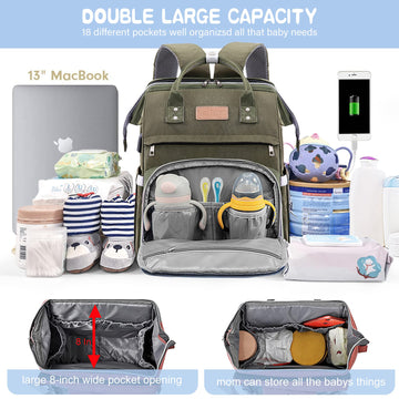 Lexiroman Diaper Bag Backpack, Large Capacity Multifunction Baby Bag With Changing Pad For Boy Girl, Travel For Moms Dads, Baby