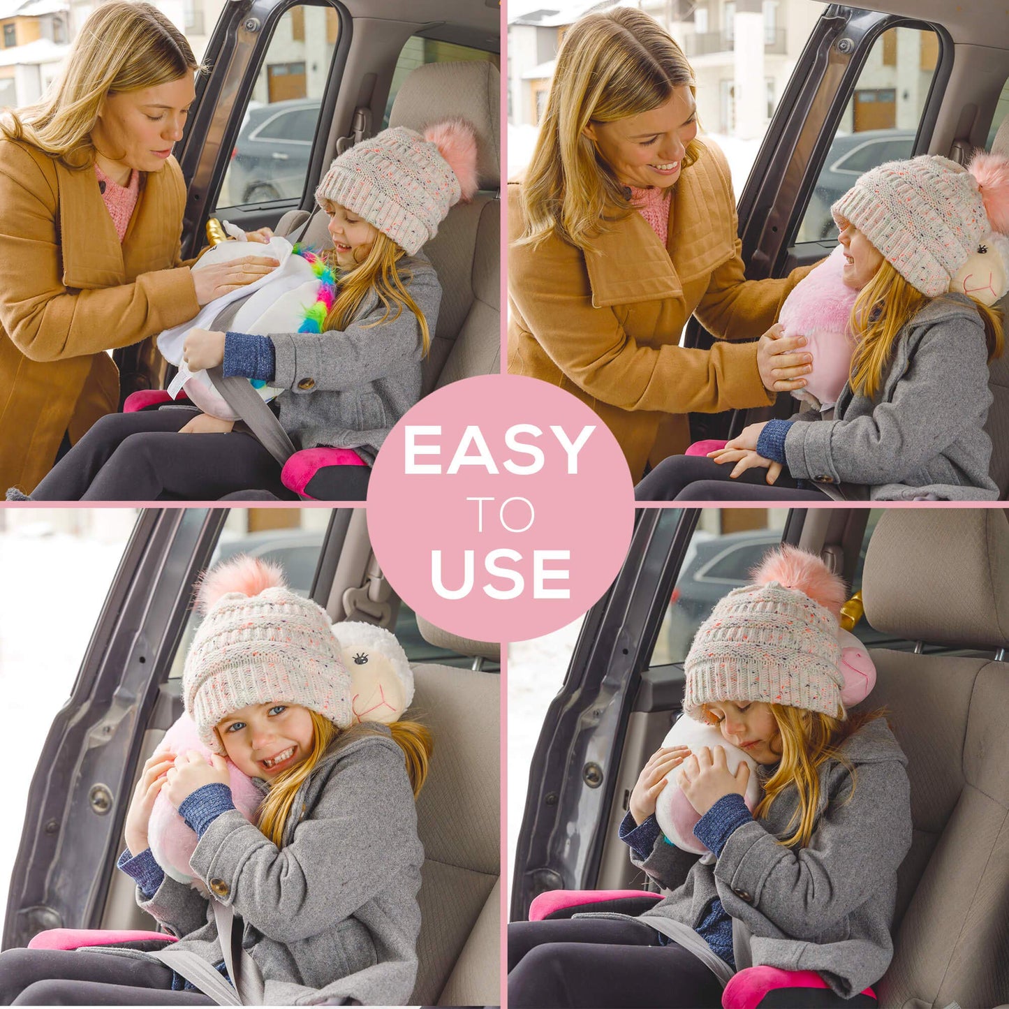 Xdemoda Seatbelt Pillow For Kids Travel - Dinosaur Seat Belt Cover & Cushion Pillow. Child Car Stuffed Plush Animal Travel Pillo
