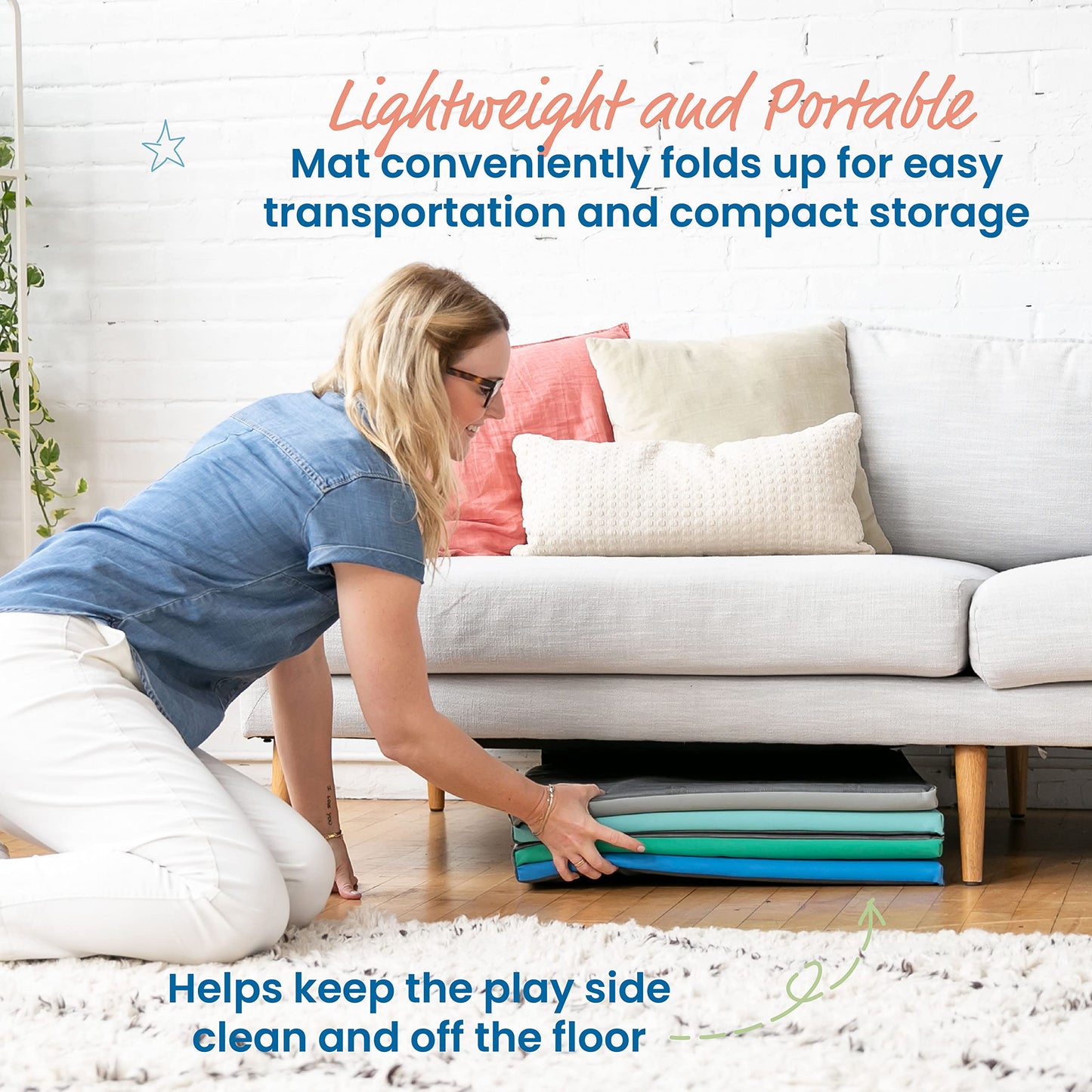Ecr4Kids Softzone Quad Fold-N-Go Activity Mat, Folding Playmat, Contemporary