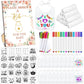 Panitay 100 Pcs Diy Baby Bibs Decorating Kit 50 White Bibs 25 Stencils 24 Fabric Markers 1 Baby Shower Game Sign(Flower)