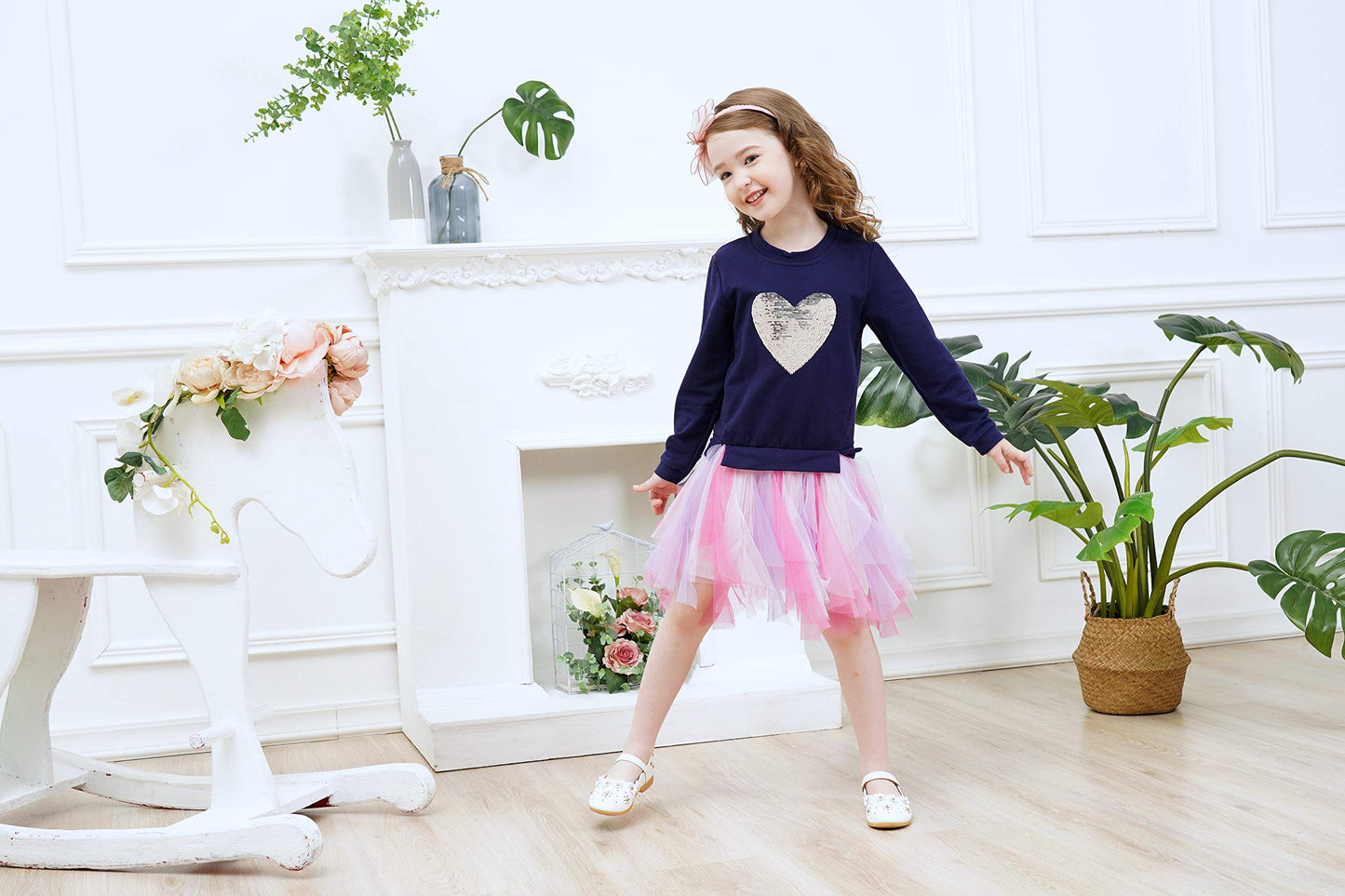 Dxton Toddler Baby Girl Fall Dresses Winter Long Sleeve Tutu Party Dresses Lh4560-10T